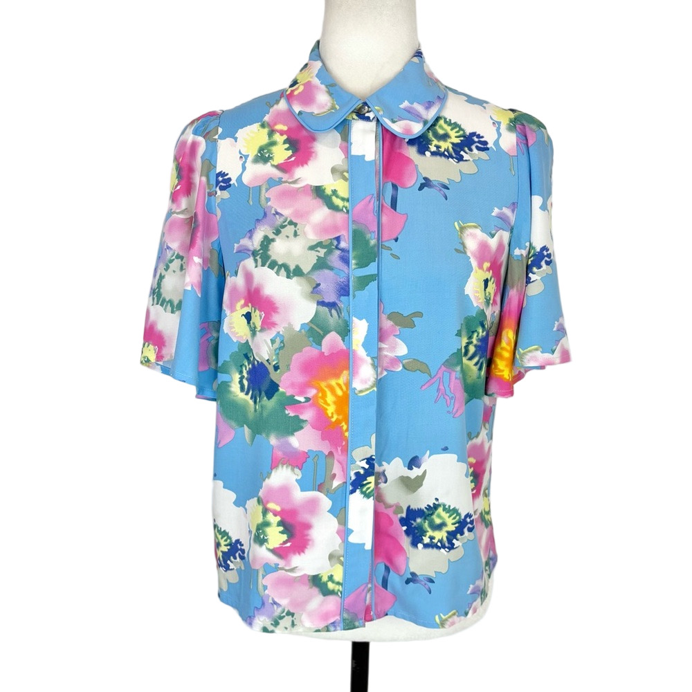 YAS blue floral blouse